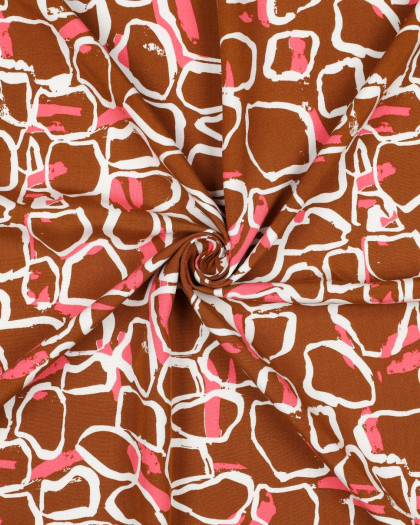 Viscose Imprimée Caramel Motif Abstrait - Mercerine