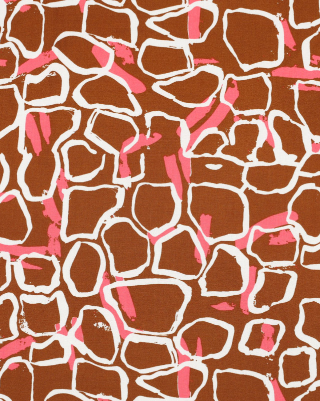 Tissu Viscose Imprimée Caramel Motif Abstrait  - Mercerine