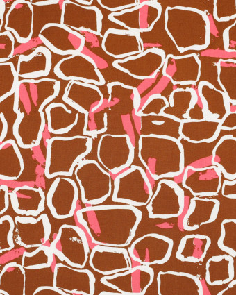 Tissu Viscose Imprimée Caramel Motif Abstrait  - Mercerine