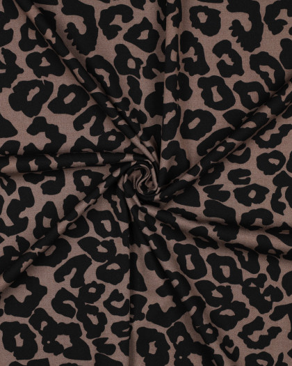 Viscose Stretch Taupe Motif Léopard - Mercerine