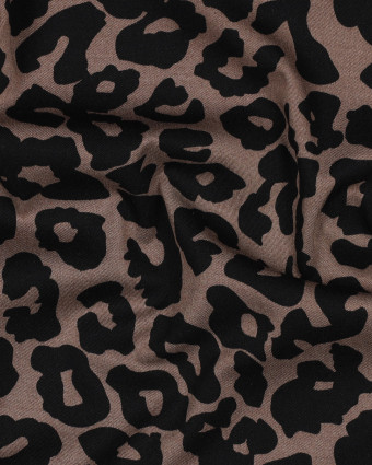 Tissu Viscose Stretch Taupe Motif Léopard - Mercerine