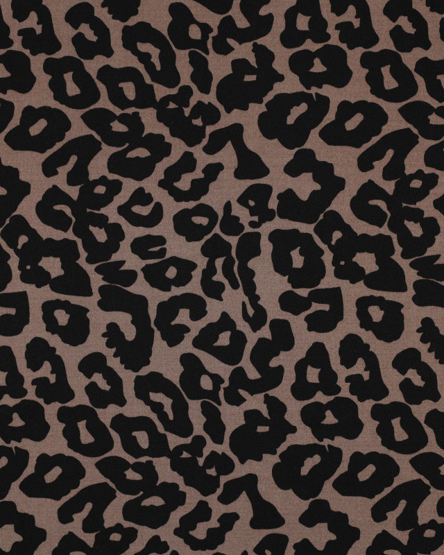 Tissu Viscose Stretch Taupe Motif Léopard - Mercerine