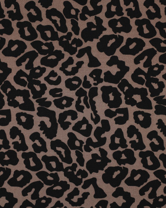 Tissu Viscose Stretch Taupe Motif Léopard - Mercerine