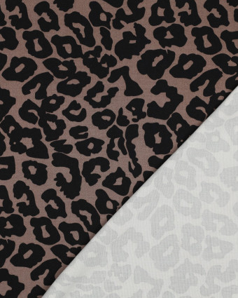 Tissu Viscose Stretch Taupe Motif Léopard - Mercerine