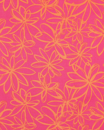 Tissu Viscose Rose Stretch Grandes Fleurs Orange - Mercerine