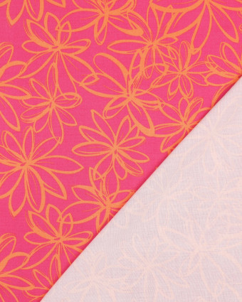 Tissu Viscose Rose Stretch Grandes Fleurs Orange - Mercerine