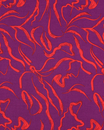 Tissu Viscose Purple Motif Abstrait Rouge - Mercerine