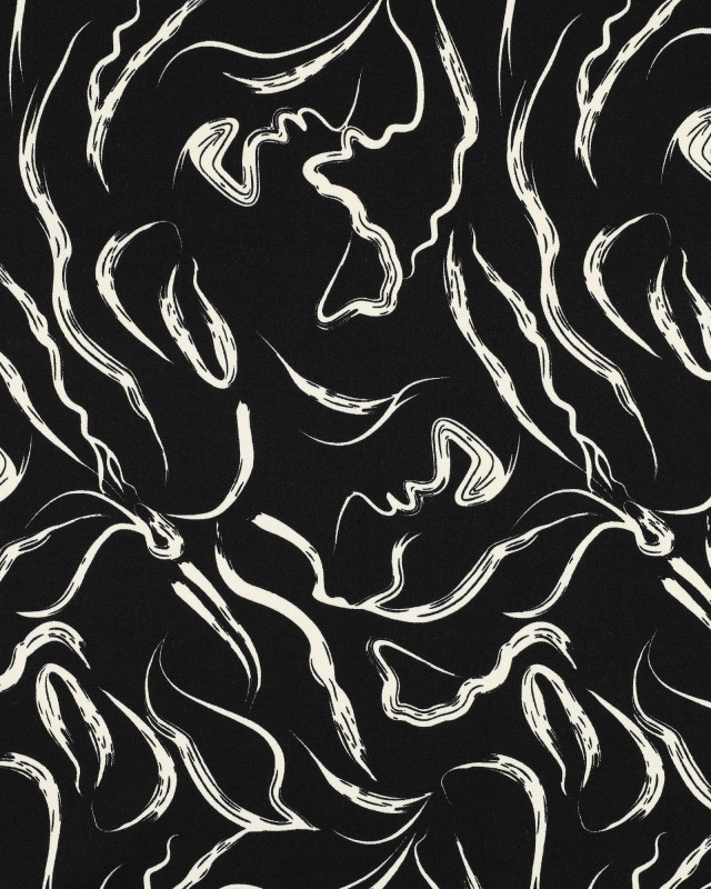 Tissu Viscose Jacquard Blanche Motif Ton  sur Ton Zébré - Mercerine