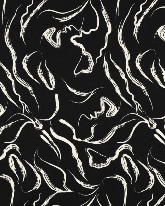 Tissu Viscose Jacquard Blanche Motif Ton  sur Ton Zébré - Mercerine