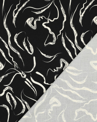 Tissu Viscose Jacquard Blanche Motif Ton  sur Ton Zébré - Mercerine