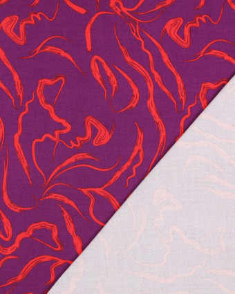 Tissu Viscose Purple Motif Abstrait Rouge - Mercerine