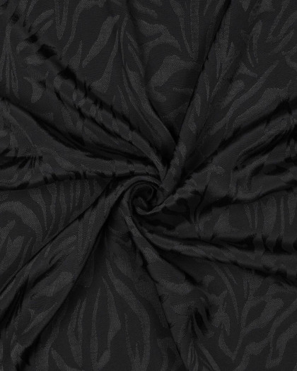 Tissu Viscose Jacquard Noir Motif Ton sur Ton Zébré - Mercerine