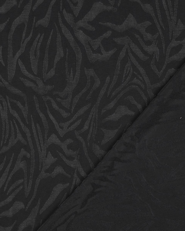 Tissu Viscose Jacquard Noire Motif Ton sur Ton Zébré - Mercerine
