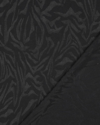 Tissu Viscose Jacquard Noire Motif Ton sur Ton Zébré - Mercerine