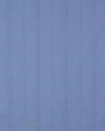 Voile de Coton Bleu Broderies Rayures Fines  - Mercerine