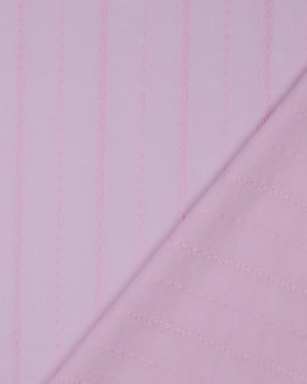 Voile de Coton Rose Broderies Rayures Fines  - Mercerine