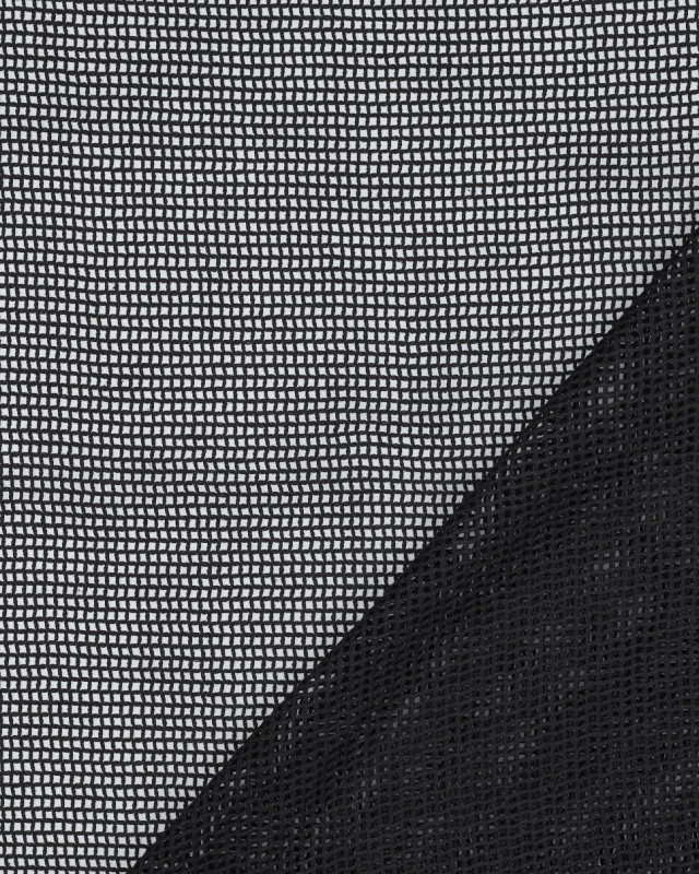 Tissu Crochet de Coton Uni Noir - Mercerine