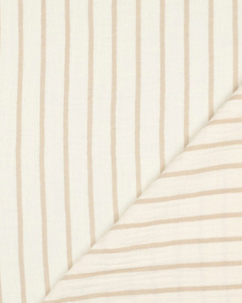 Tissu Double Gaze Rayures Sable - Mercerine