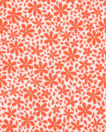 Tissu Double Gaze Motif Fleurs Oranges - Mercerine