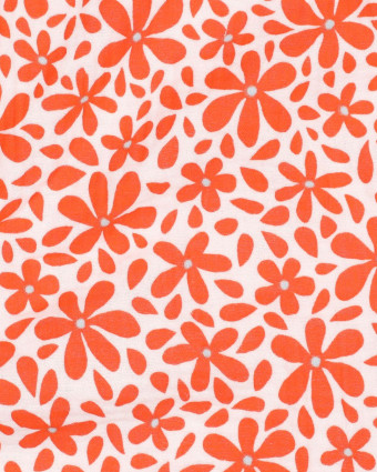 Tissu Double Gaze Motif Fleurs Oranges - Mercerine