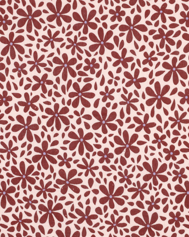 Tissu Double Gaze Petites Fleurs Bordeaux - Mercerine