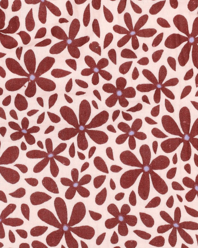 Tissu Double Gaze Petites Fleurs Bordeaux - Mercerine