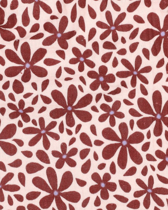 Tissu Double Gaze Petites Fleurs Bordeaux - Mercerine
