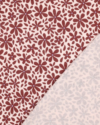 Tissu Double Gaze Petites Fleurs Bordeaux - Mercerine