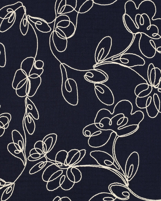 Double Gaze Marine Motif Brodé Ecru - Mercerine
