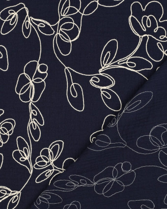 Double Gaze Marine Motif Brodé Ecru - Mercerine