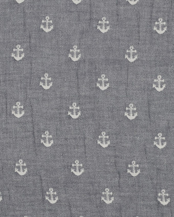Double Gaze Ancre Marine Double Face - Mercerine
