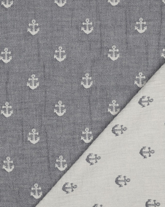 Double Gaze Ancre Marine Double Face - Mercerine