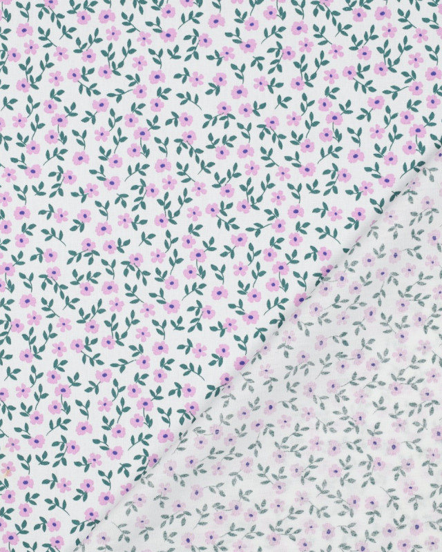 Popeline de Coton Imprimée Petites Fleurs Lilas - Mercerine
