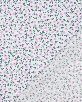 Popeline de Coton Imprimée Petites Fleurs Lilas - Mercerine