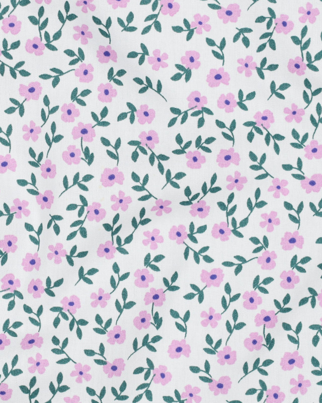 Popeline de Coton Imprimée Petites Fleurs Lilas - Mercerine