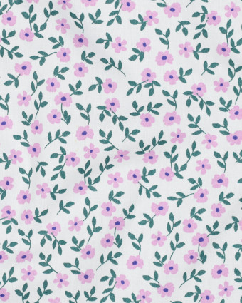 Popeline de Coton Imprimée Petites Fleurs Lilas - Mercerine