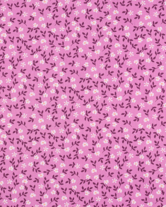 Popeline de Coton Imprimée Petites Fleurs Parme - Mercerine