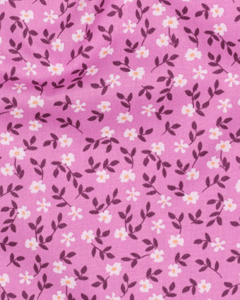 Popeline de Coton Imprimée Petites Fleurs Parme - Mercerine