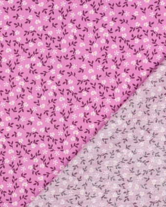 Popeline de Coton Imprimée Petites Fleurs Parme - Mercerine