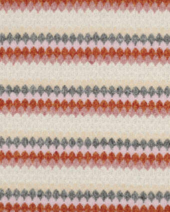 Tissu Crochet Ecru Doux Rayures Roses Terracotta - Mercerine