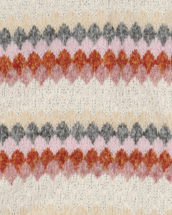 Tissu Crochet Ecru Doux Rayures Roses Terracotta - Mercerine