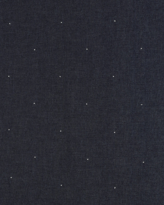 Tissu Chambray Jean Bleu Foncé Strass Argent - Mercerine