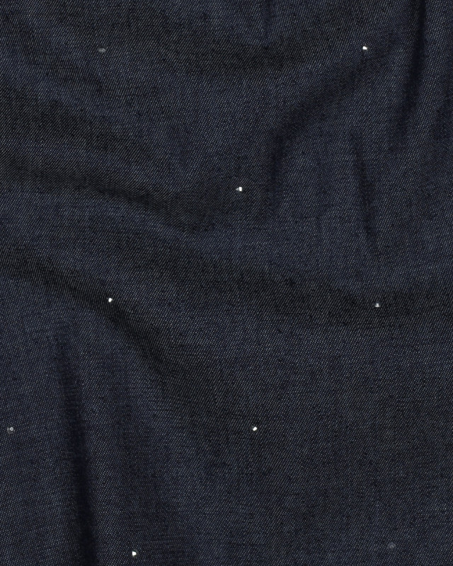 Tissu Chambray Jean Bleu Foncé Strass Argent - Mercerine