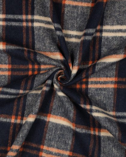 Tissu Surchemise Bleu Marine et Orange - Mercerine