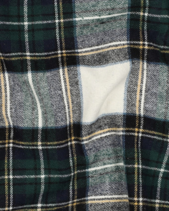 Flanelle Légère Douce Motif Tartan Ecru et Vert - Mercerine