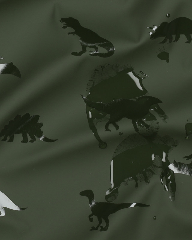Tissu Imperméable Dinosaure Vert Kaki - Mercerine