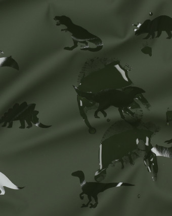 Tissu Imperméable Dinosaure Vert Kaki - Mercerine