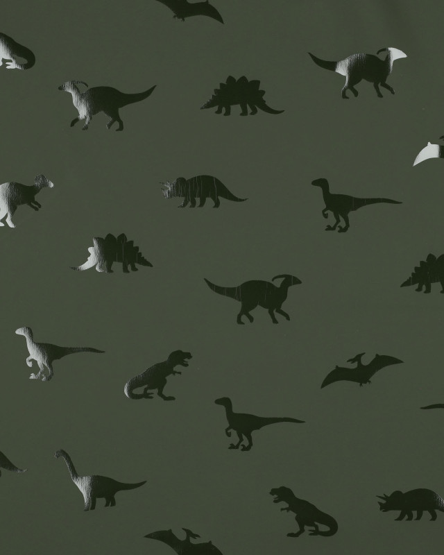 Tissu Imperméable Dinosaure Vert Kaki - Mercerine