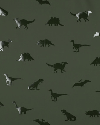Tissu Imperméable Dinosaure Vert Kaki - Mercerine