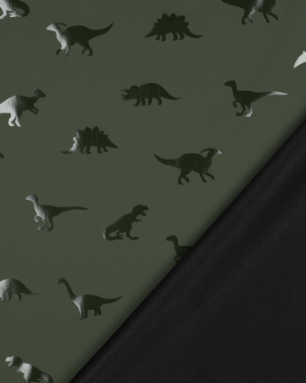 Tissu Imperméable Dinosaure Vert Kaki - Mercerine